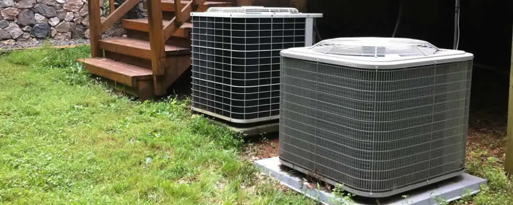 Heat pump installation and service units outside a home in Escondido, CA